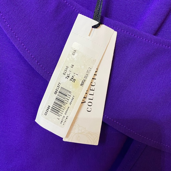NWT 100% authentic Versace collection purple dress 3/4 length sleeves size 46 - Picture 3 of 8